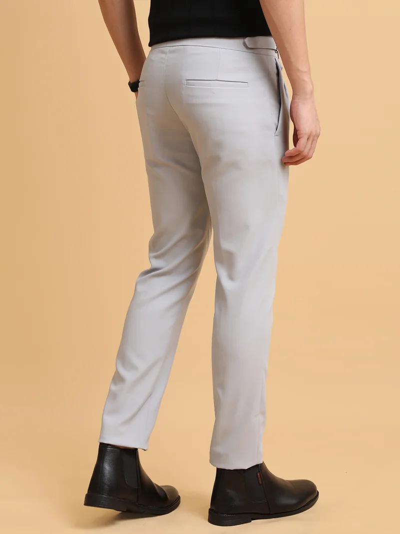 Maniac  Maniac Mens Gurkha Solid Light Grey Cotton Trouser for Men | Best Price UAE